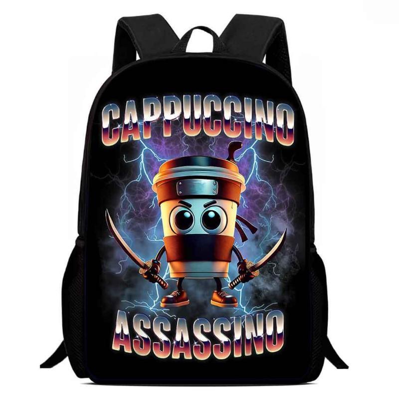 Portable Italian Brainrot Backpack Shoulders Bag Large Capacity Cartoon School Bag Printed Tung Tung Saur Tralala Bag For Kid