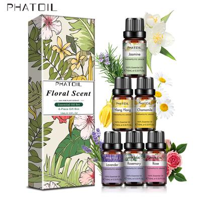 PHATOIL 6 Stück reiner Pflanzenextrakt, ätherisches Öl, Rose, Lavendel, Vanille, Duftöl für Diffusor, Luftreiniger, gesund, beruhigend, Geschenk zum Frauentag