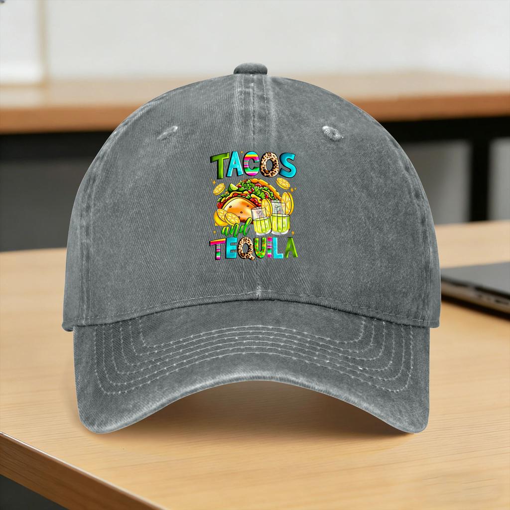 Baseball Cap Tacos and Tequila Mexican Fiesta Party Nacho Summer Street Style Trucker Hat Unisex Print Tennis Skate Baseball Caps