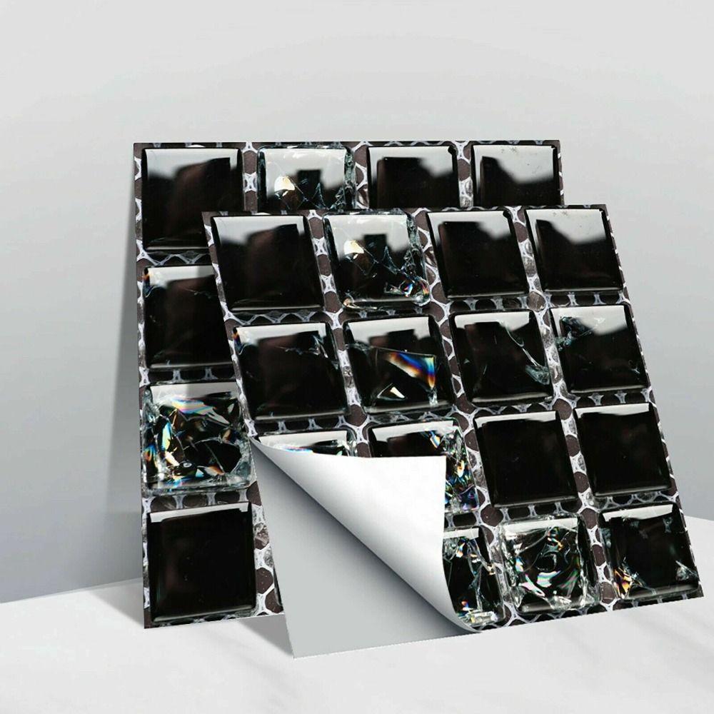 10PCS Decorative Self-adhesive Tile Stickers DIY Removable Mosaic Sticker PVC 3D Effect Wall Decal Kitchen Bathroom Decor