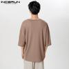 INCERUN Men Short Sleeve Knitted Loose T-shirts Casual Summer Tops