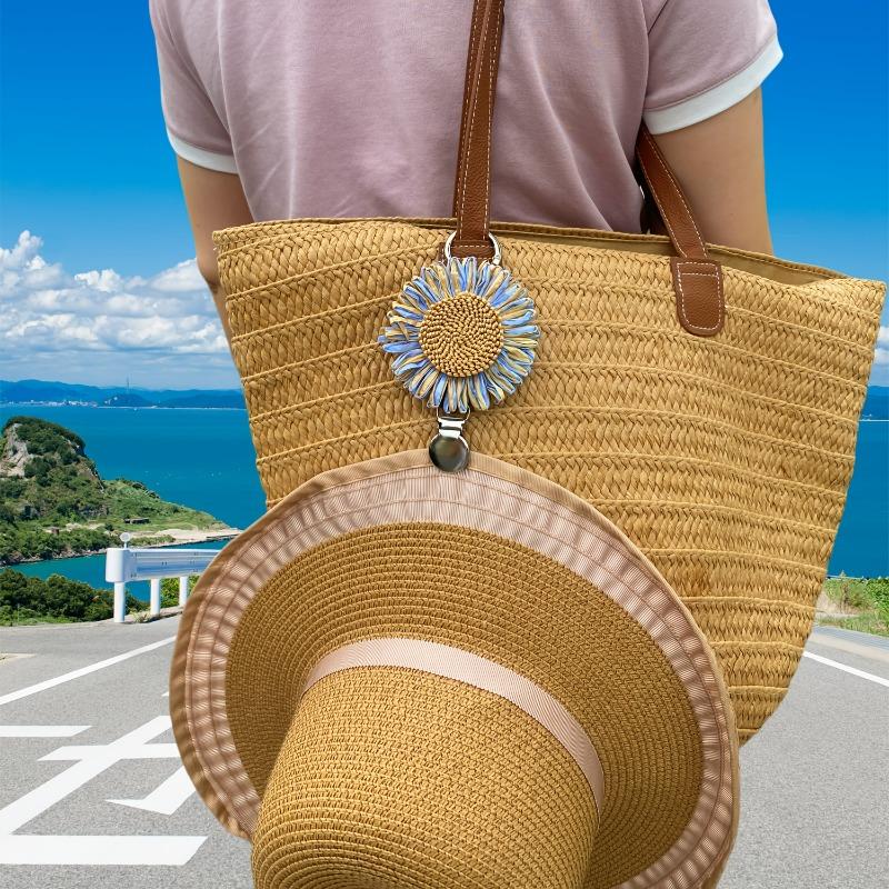 Spring Summer New Lazy Travel Hat Clip Sunflower Bag Clip Outdoor Backpack Luggage Organizer Multi-Purpose Straw Hat Clip
