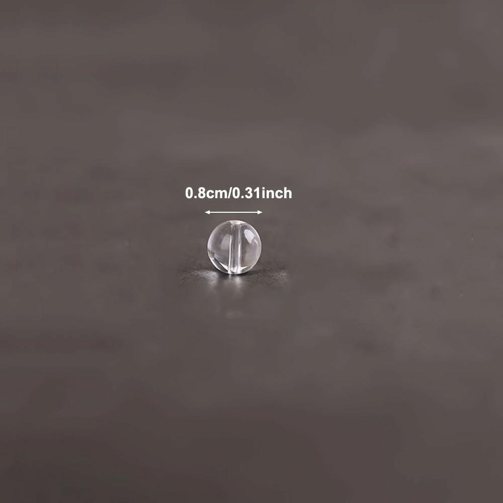 30/50/100pcs 8mm White Transparent Natural Stone Beads, Quartz Round Stone Beads, Loose Gemstones, DIY Bracelets, Necklaces, Earrings, Jewelry Making