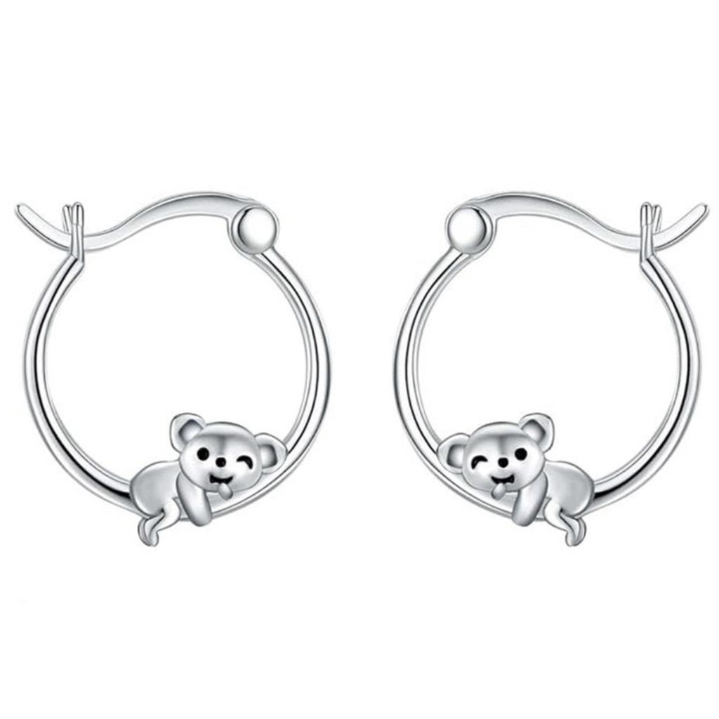 Koala Design Huggie Hoop Earrings for Women Cute Animal Jewelry