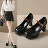Vattentäta Plattform Högklackade Skor för Kvinnor Eleganta Tjocka Klackar Enkel Spänne Skor