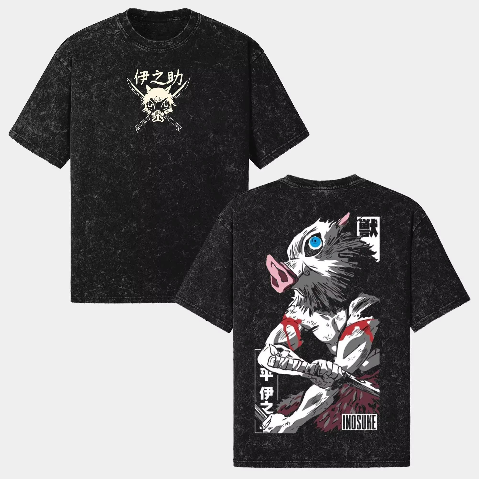 Japanese Anime Izunosuke Demon Slayer Anime T-shirt Retro Washed Demon Slayer T-shirt Daily Anime Enthusiast T-shirt S