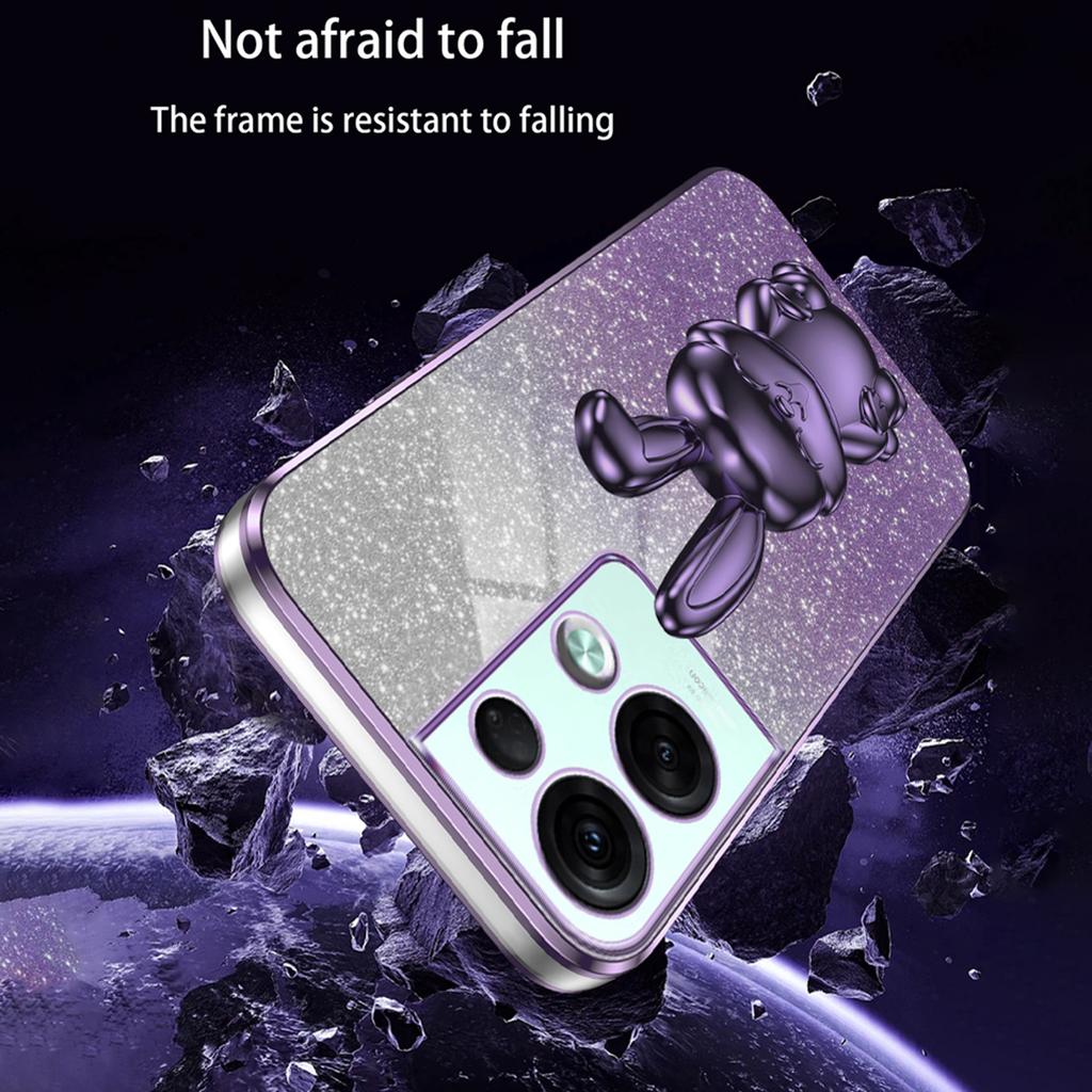 For Oppo Reno8 Pro+ 5G (Global Version) Phone Case Pull-out Kickstand PC+TPU Anti-shock Rabbit Cover