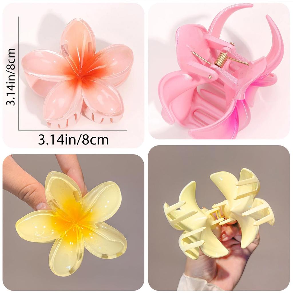 4PCS Fashion Women Flower Hair Clips Vacation Bohemia Egg Flower Hair Clips Barrettes Girls Large Hairpins Hair Accessories