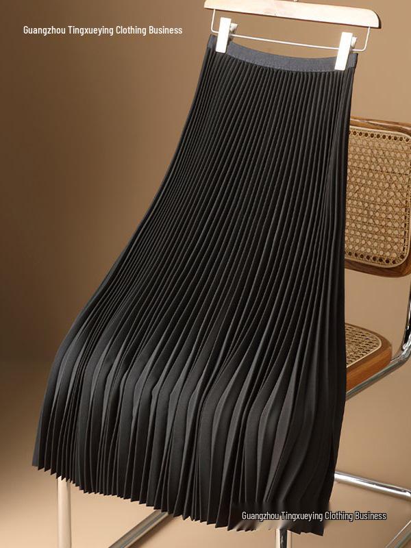 Premium Satin Pleated Maxi Skirt - Plus Size