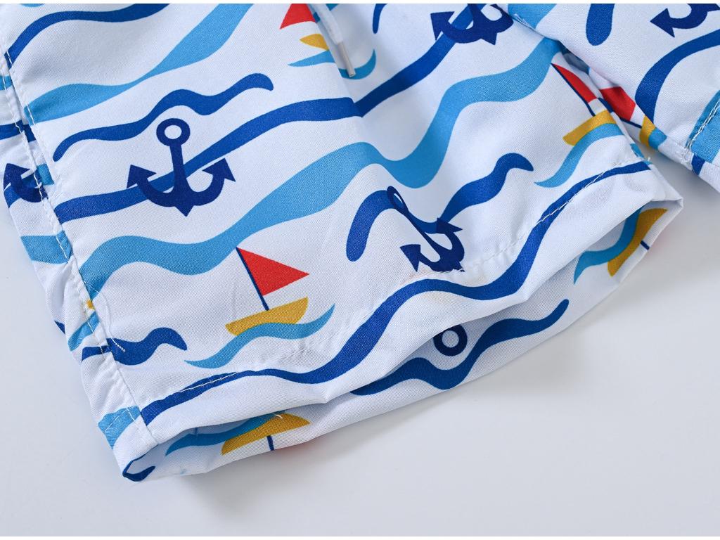 Sommer Kinder Cartoon-Print Badeshorts - Elastischer Bund Strand- & Sportbadehosen