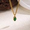 Jewelry Oval Pendant Necklace Stainless Steel Clavicle Chain Fashion Cubic Zirconia Necklace  Women