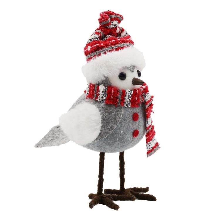 Warm Christmas Bird Decoration Plush Scarf Bird Statue Decorative Bird Figurine For Festival Holiday Setting Accessories
