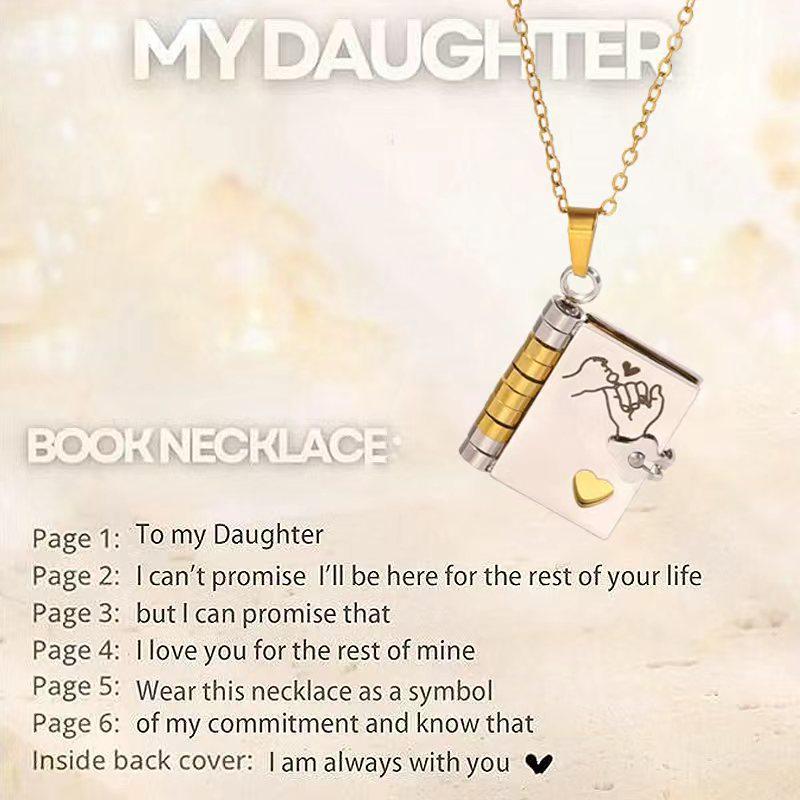 Engraved Titanium Steel Necklace - Fade-Resistant, Emotional Book Pendant, Women's Clavicle Chain Jewelry 