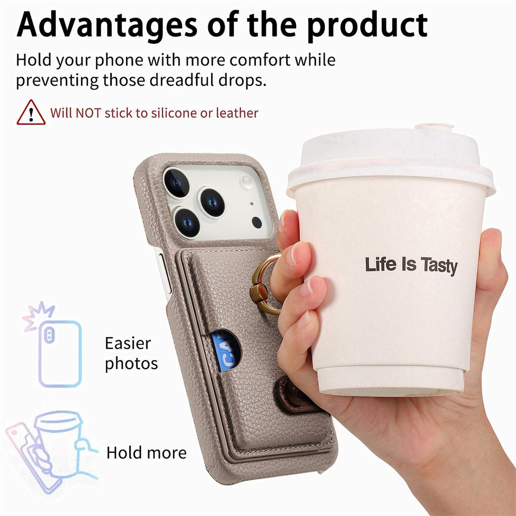 Ring Holder Cards Solt Wallet Phone Case for IPhone Air 16E 17 16 15 14 13 12 11 Pro Max Protective Leather Shockproof Cover