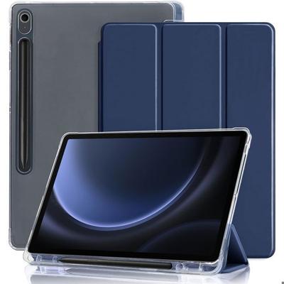Protective Case - BOOLING - for Samsung Galaxy Tab S10 FE/S9 FE - Silicone - Navy Blue - With Pen Holder