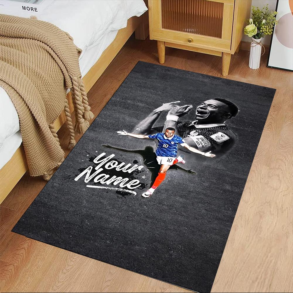 Mbappé Customize Text Carpet Perfect for Living Rooms Game Room Hallway Foyer Anti-slip Rug Office Home Decor Gift for Festivals