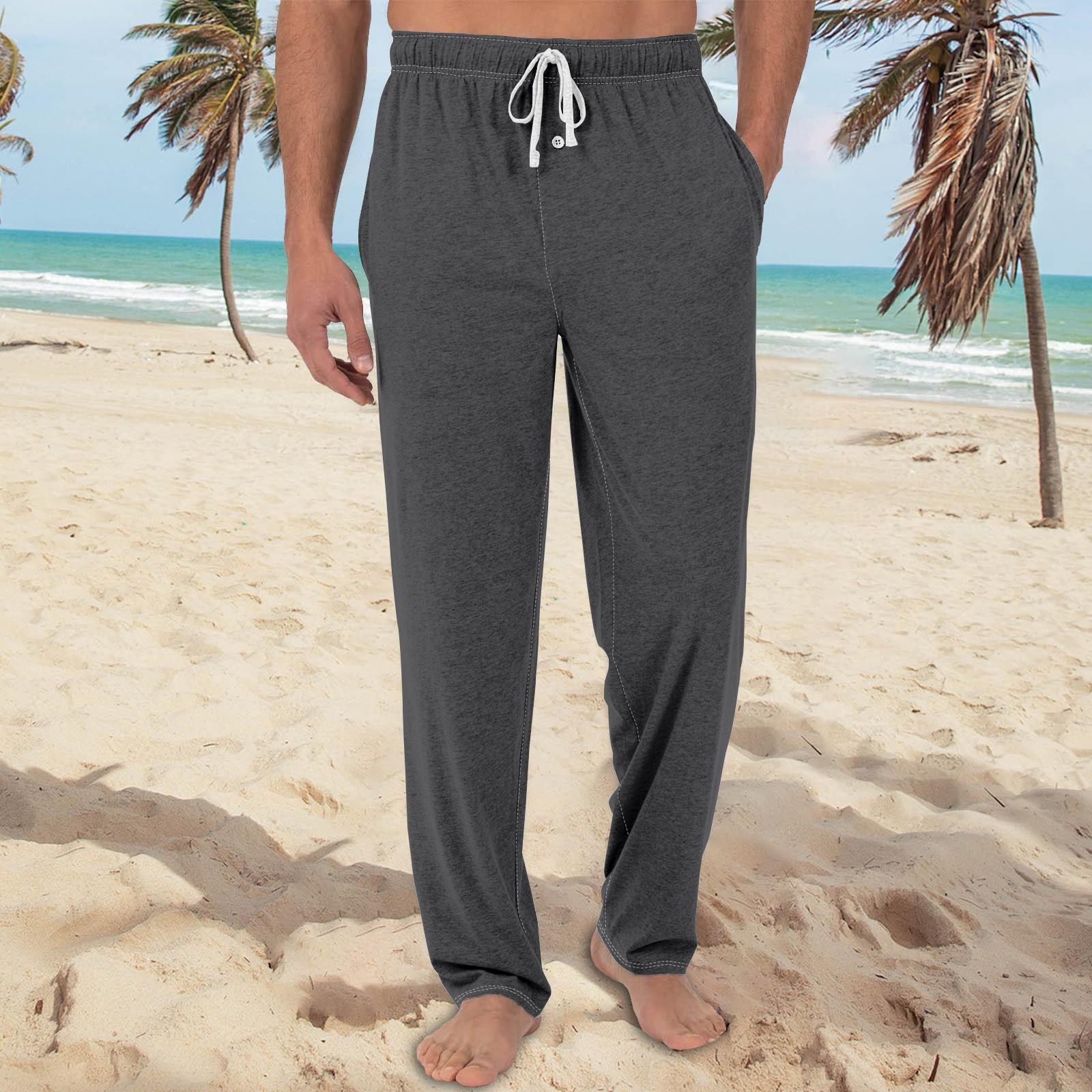 

Мужские повседневные брюки с однотонным вязанным узором и карманами для домашней пижамы M