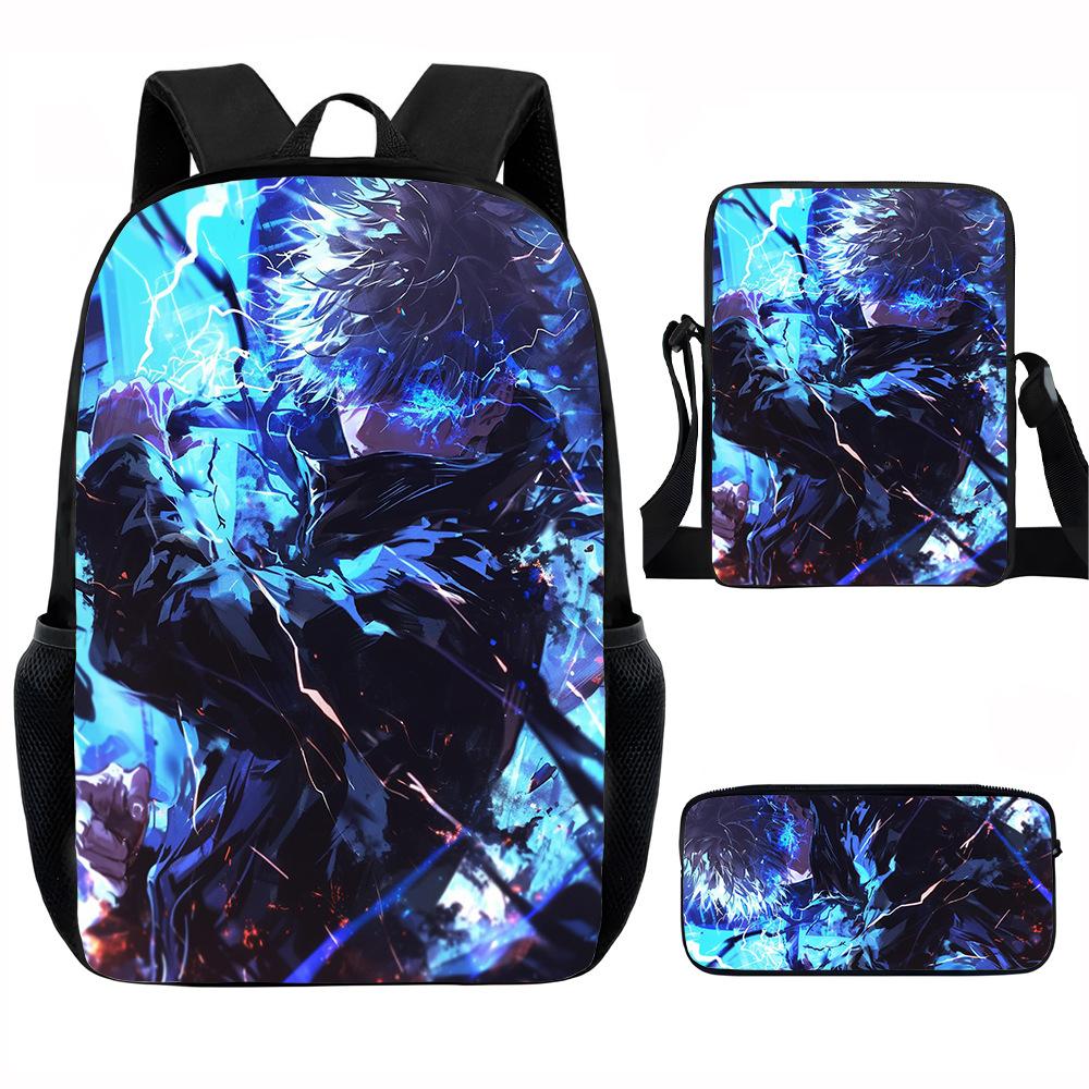 J-Jujutsu Kaisen 3pcs Set Backpack 40cm/15.7inch School Bags Shoulder Bag Pencil Case Computer Book Bag for Boys Girls Best Gift