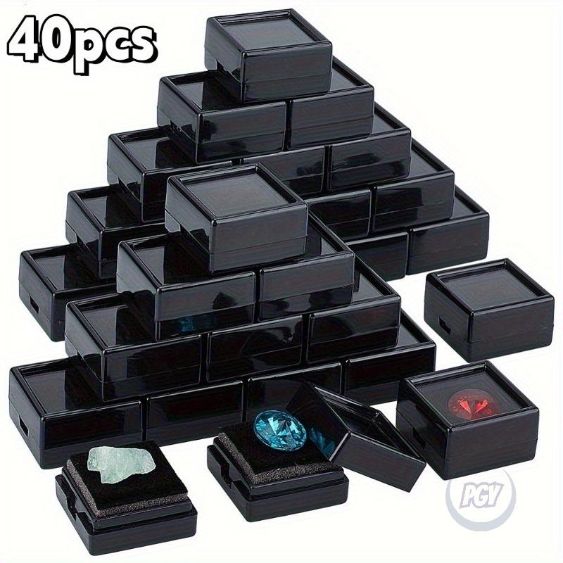 40pcs Jewelry Display Box 3cm Acrylic Boxes with Transparent Display Window Sponge Interior for Rings Earrings Brooches Gemstone