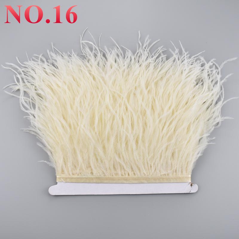 10Meters Ostrich Feathers On Ribbon On Tape 10-15Cm 4-6" Feather Trim Boa For Clothes Sewing White Fringe Dress Skirt Decor Diy