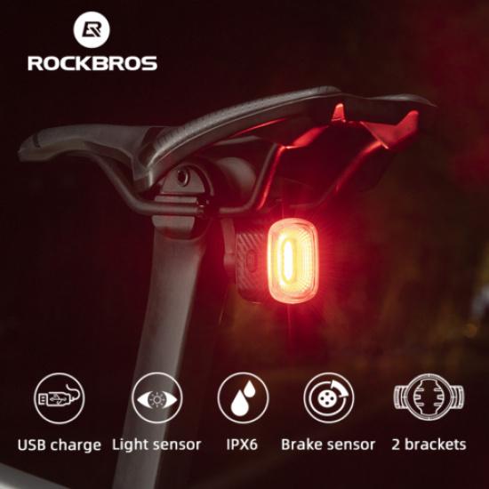ROCKBROS Bicycle Taillight Smart Auto Brake Sensing Rear Light Rechargeable LED