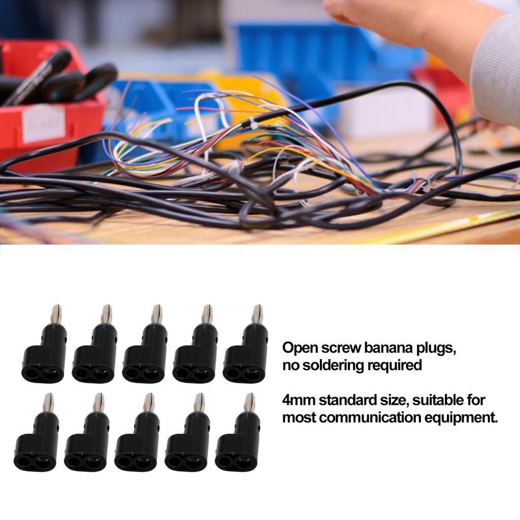 10PcsCelsiusSet 4mm Solderless Banana Plug Stackable Open Screw 30V AC‑60V Maximum 24A for Electronics Industrial Equipment