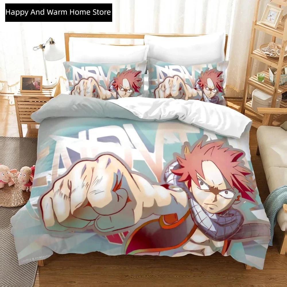 3D Print Anime Fairy Tail Logo Natsu Beding Set Young Boys Young Girls Twin Quen Sized Dimensions Soft Duvet Cover Pilowcase Bed Young Boys Adult