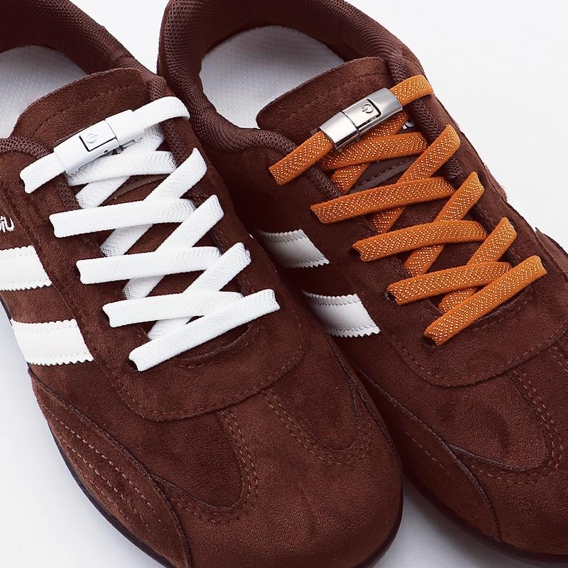 Ein-Knopf-Schnürsenkel ohne Binden, Schnellverschluss Faulenzer-Schnürsenkel, Strapazierfähige elastische Ersatzschnüre für Sneaker & Freizeitschuhe 1 Paar/2 Paare