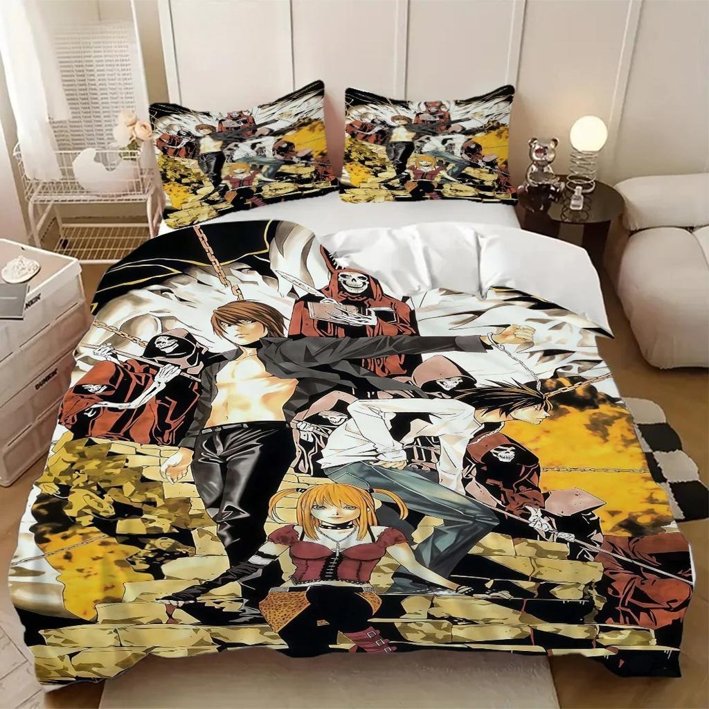 Exquisite Anime 3D print Death Note Bedding Set Duvet Cover Pillowcases Kids boy Bedroom Decor Single/Double/Queen Size