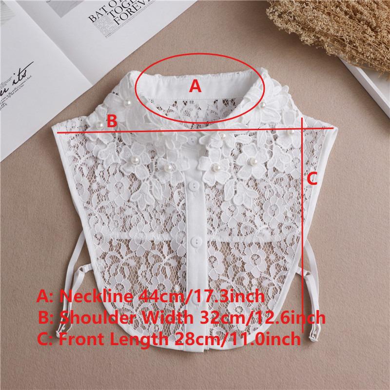 White Embroidery Fake Collar Women Shoulder Wraps Shawl Detachable Shirt Collar Lace False Collar Lapel Blouse Accessories