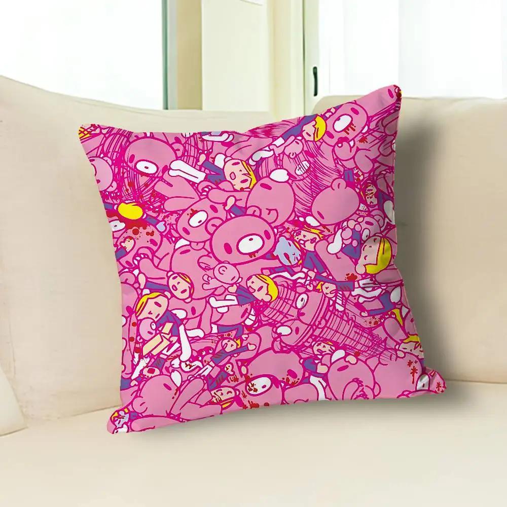 Kawaii G-Gloomys Pink Bear Pillow Cases for Bedroom Living Room Sofa Home Decor Polyester Cushion Cover with Zipper