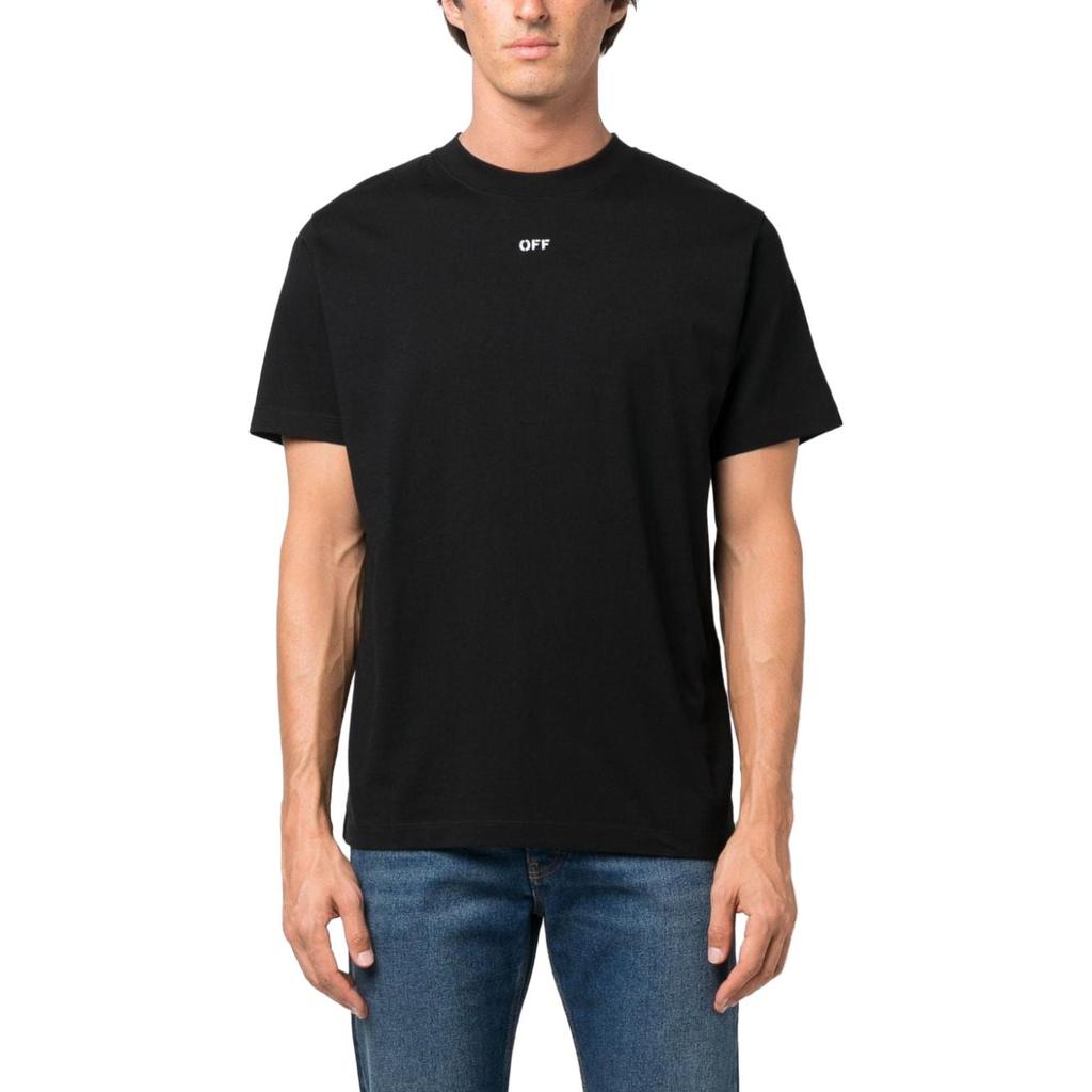 Off-White FW23 Crew Neck Printed Short Sleeve T-Shirt Regular Fit Men Tops Black OMAA027F23JER0021001