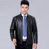 Mens Faux Leather Jacket Stand Collar Zip-Up Warm Thick Winter Business Casual Outerwear