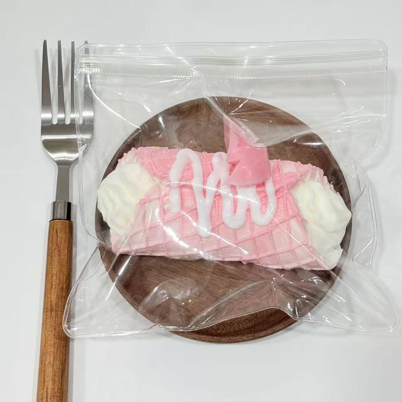 TPR Simulation Roll Cake Slow Rising Squeeze Toy Stress Anxiety Reliever Realistic Food Design for Pocket Travel Fidget