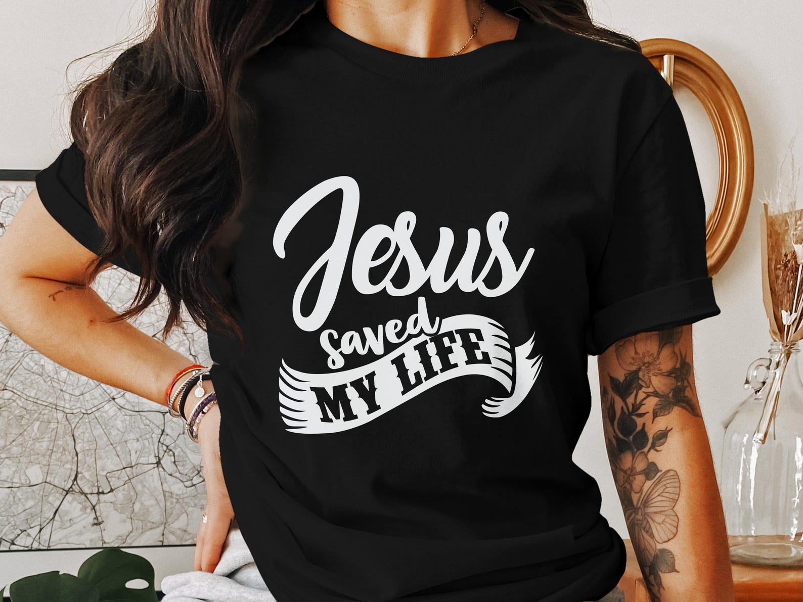 Jesus Saved My Life T-Shirt, Christian T-Shirt, God Is Good Tee, Religious Shirt, Faith Apparel, Christian Gift, Bible Verse T-Shirt, Jesus M