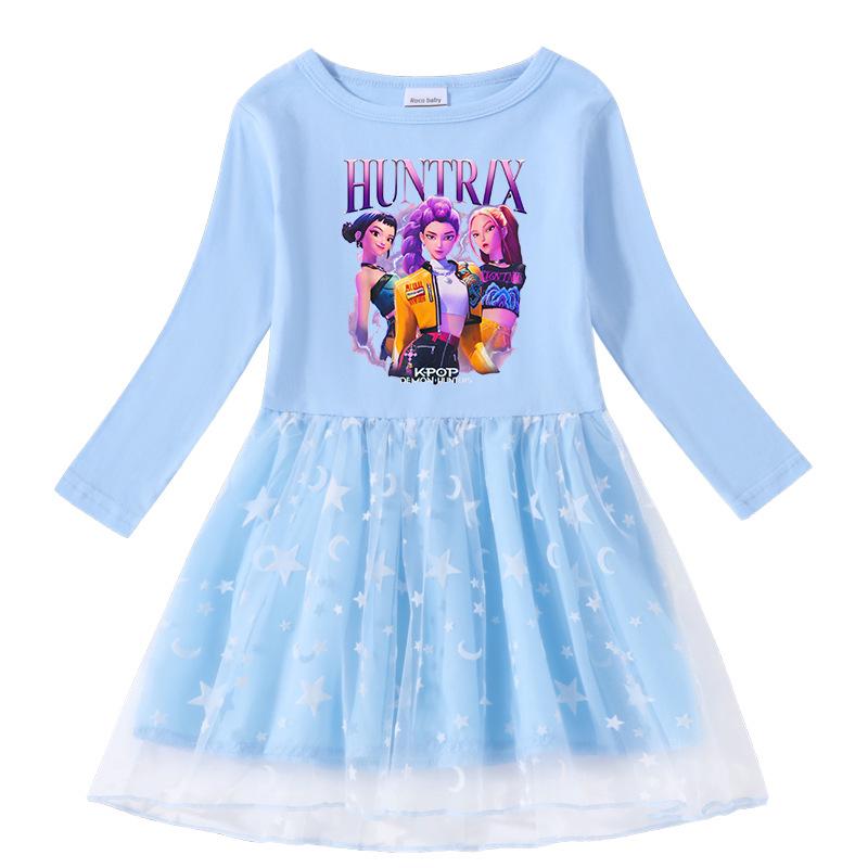 Korean Style Kpop Demon Slayer Long/Short Sleeve Girls' Princess Dress