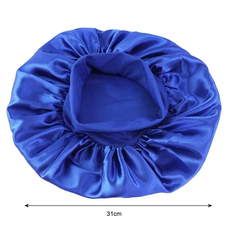 Luxurious Satin Sleep Cap Soft Wide Brim Nightcap Unisex Night Sleeping Bonnet with Wide Elastic Band Bath Hat For All Hair Type