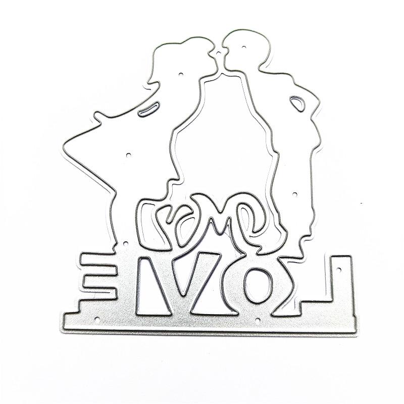 2pc Mixed  Love Letter and Flower Background Frame Metal Cutting Dies Stencils for DIY Scrapbooking Decorative Embossing Handcraft Template