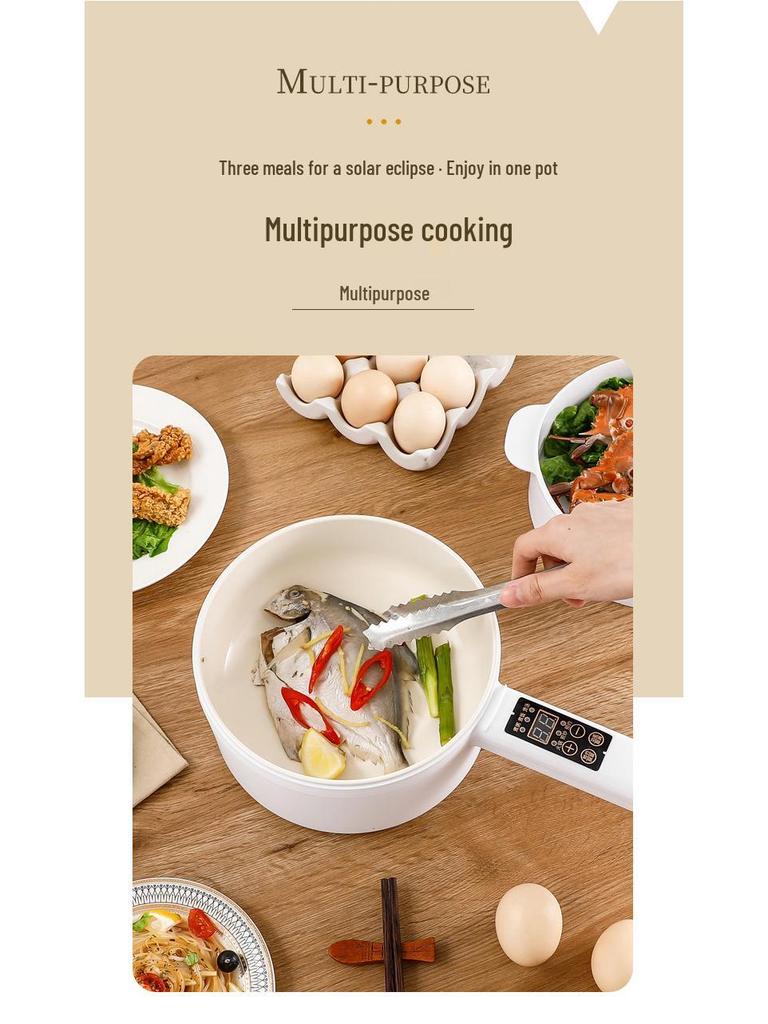 Smart Multifunctional Electric Cooker with Long Handle – Compact Dorm-Use Hot Pot for Steaming and Cooking