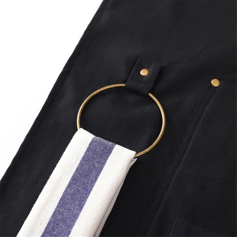 Men Women Denim Barbecue  Apron Adjustable Cross Back Straps Multifunctional Large Pockets Working