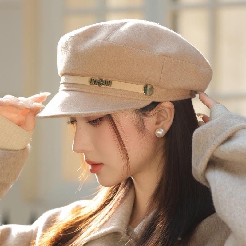 Autumn and Winter New Hat Women's Woolen Navy Hat Retro Simple Fashion Cap Perfect for Cold Weather, Winter Headwear