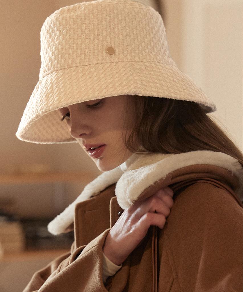 NONLOCAL Atelier Tweed Bucket Hat - Ivory