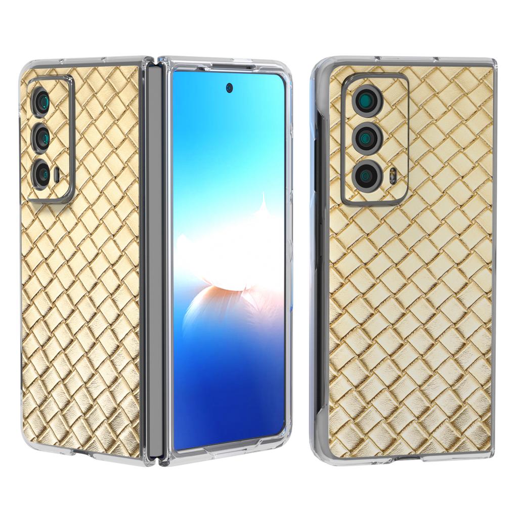 For Honor Magic Vs2 5G Case Woven Texture Leather+PC Clear Edge Anti-drop Phone Cover