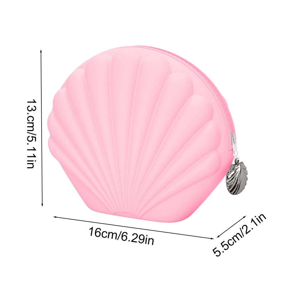 Силиконовая косметичка Дизайн ракушки Застежка-молния Органайзер Extra-Широкое Открытие Силиконовая косметичка Для Женщин Девочек Украшения розовый