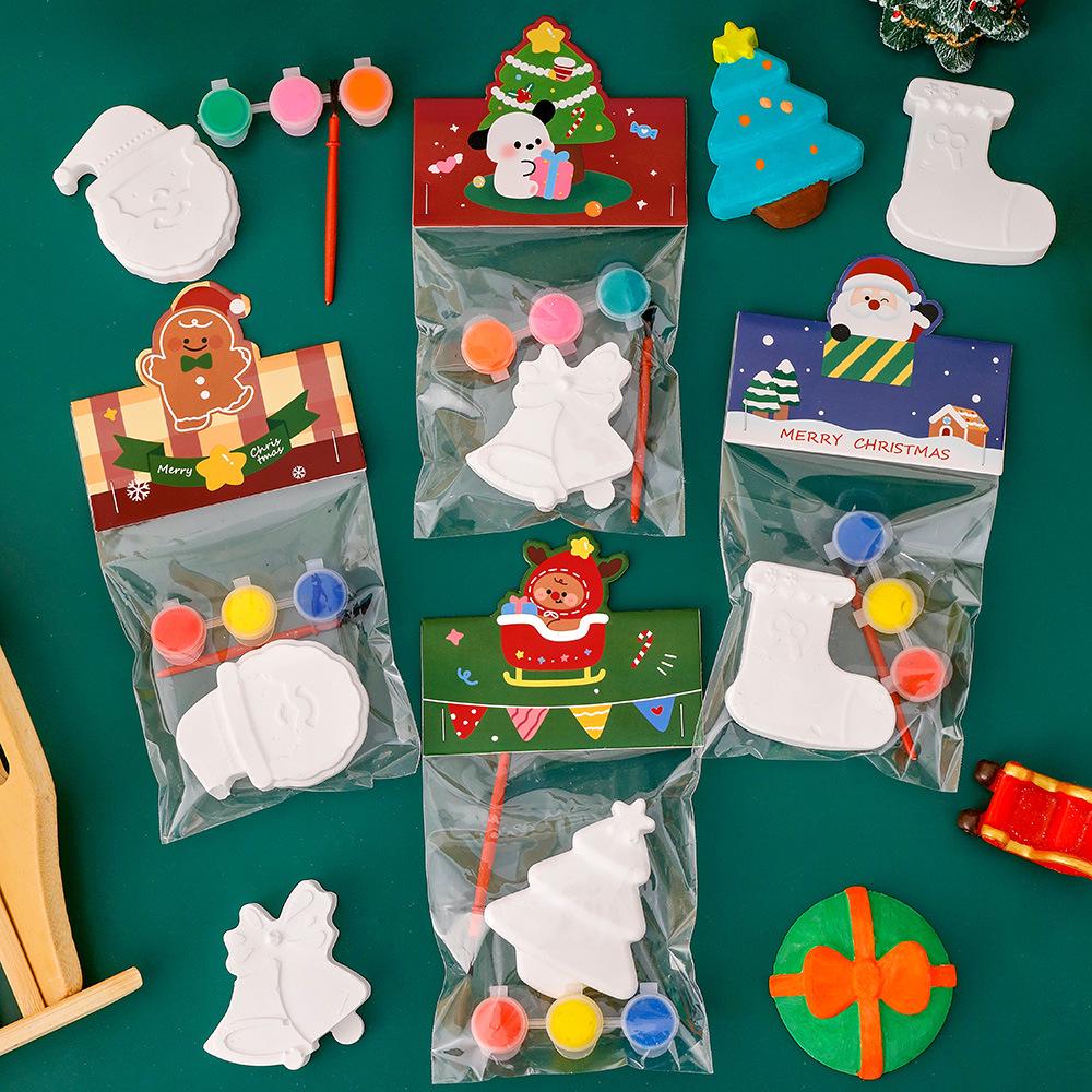 Christmas Cartoon Plaster Doll Painting Kit for Kids - Small Holiday Gifts