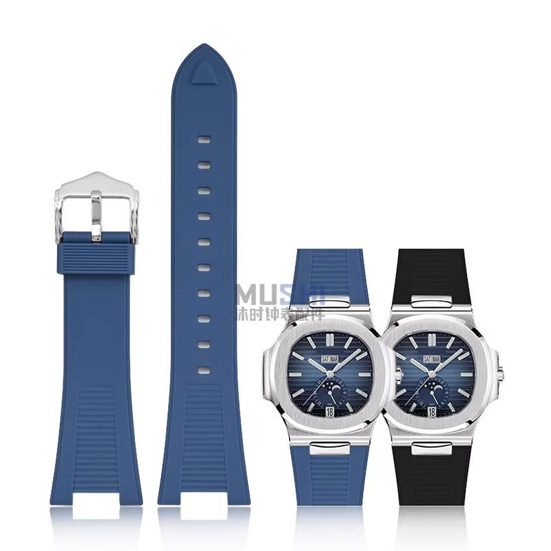 Horlogebanden en accessoires voor Patek Philippe Nautilus 5711 5712 5726 5980 vloeibare siliconen horlogeband 25mm-12mm Armband