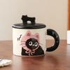 Cute Cat With Lid Couple Ceramic Water Cup Household Girl High Value Gift Box Cup Office Coffee Cup