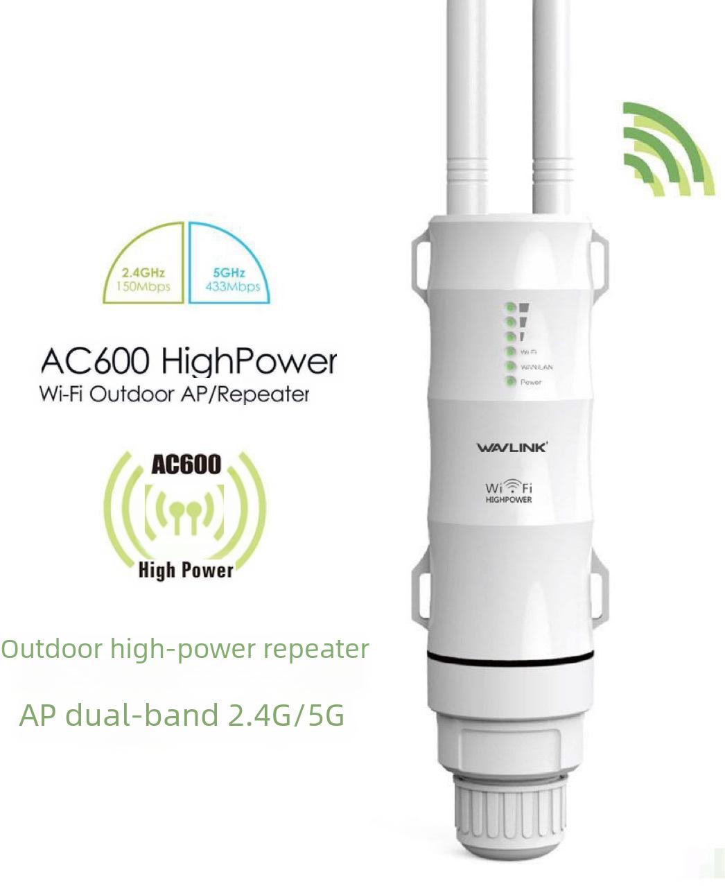 

AC600 Dual Band Outdoor WiFi Repeater & Wireless AP - 2.4G/5G AC300