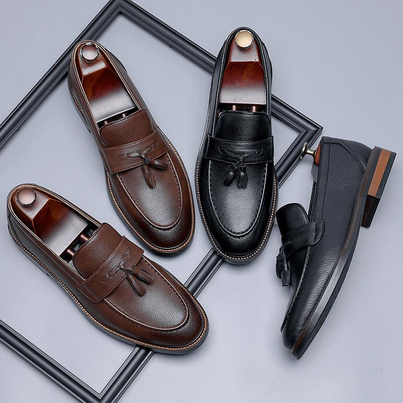 Business Leather Shoes Men'S Foot Loafers Tassel Heightening Casual Men'S Shoes One Pedal Loafers 24302-B
