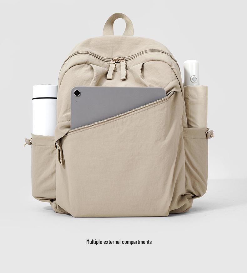 Ultra-leichter Damen-Nylon-Rucksack im koreanischen Stil - Großes Fassungsvermögen, Vielseitig, Einfarbige Ausführung für den täglichen Weg